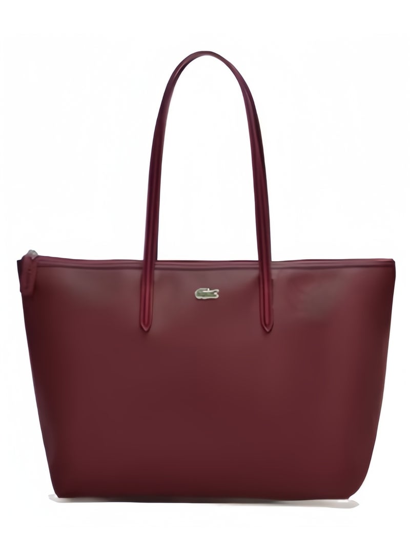 Lacoste Women's L12.12 Concept Fashion Versatile Large Capacity Large Size Zipper Handheld Shoulder Bag Tote Bag Large Claret 35cm * 30cm * 14cm - Image 1